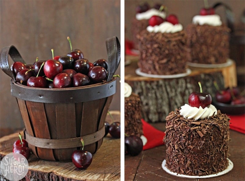 Black Forest Mini Cakes | From SugarHero.com