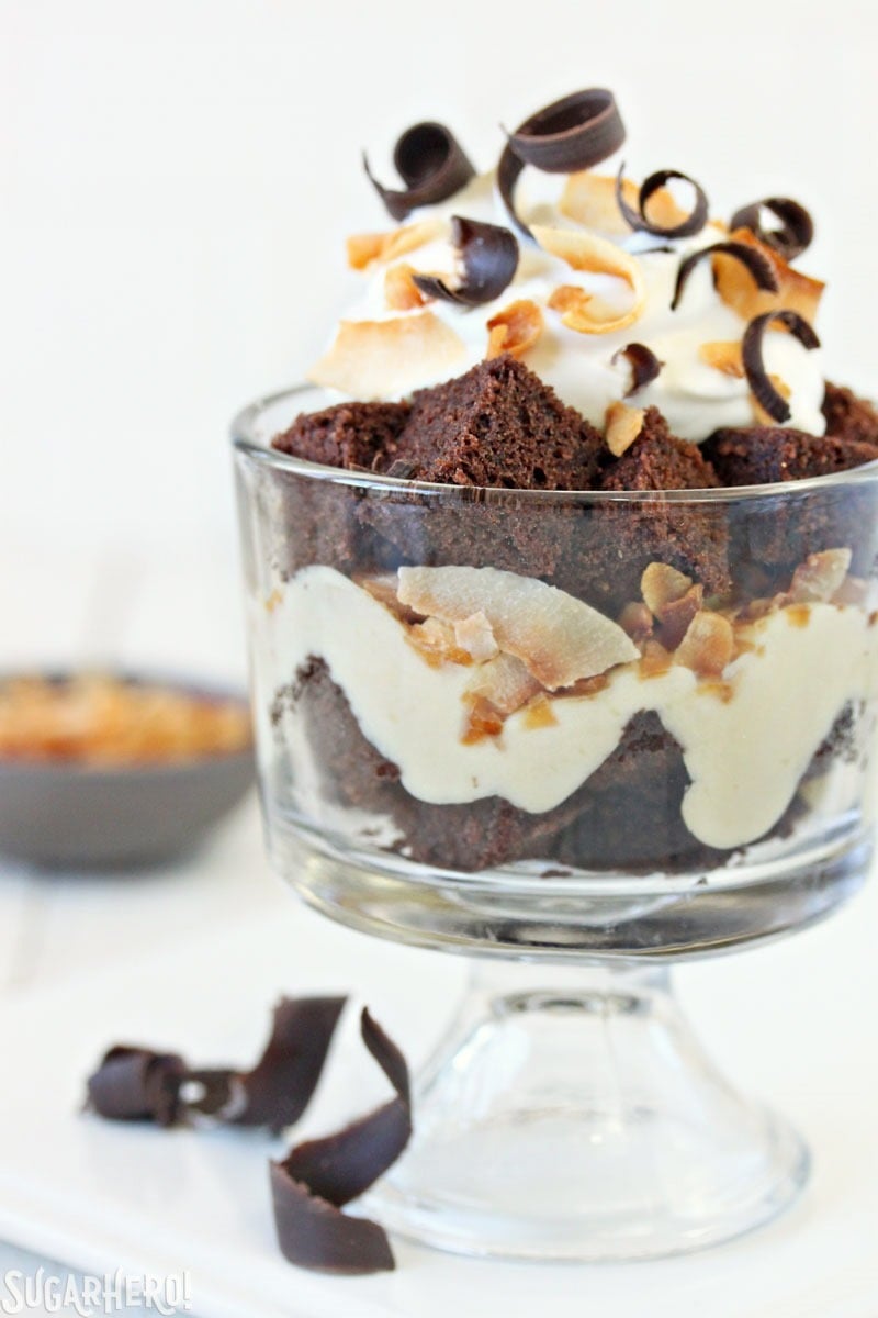Toasted Coconut Chocolate Trifles | From SugarHero.com Toasted Coconut Chocolate Trifles | From SugarHero.com