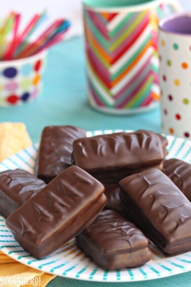 Stack of Homemade Tim Tams on a plate.