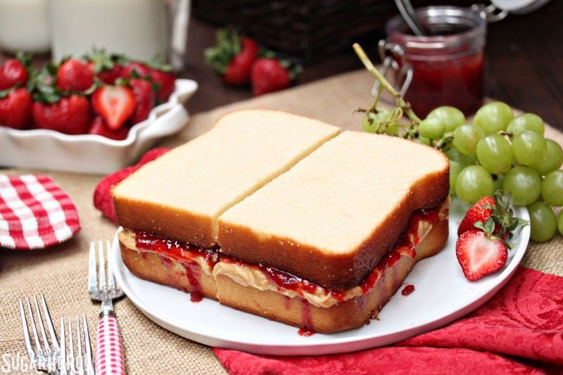 Peanut Butter and Jelly Sandwich Cake | From SugarHero.com