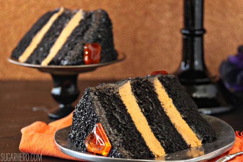 Devil's Food Cake with Pumpkin Butterscotch Frosting | From SugarHero.com