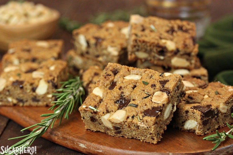 Rosemary Almond Blondies | From SugarHero.com