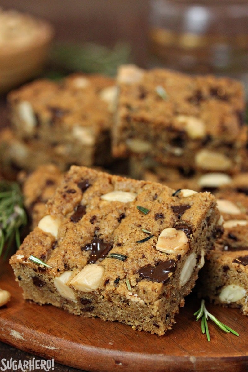 Rosemary Almond Blondies | From SugarHero.com