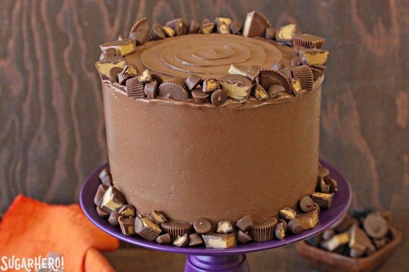 Peanut Butter Cup Banana Cake | From SugarHero.com