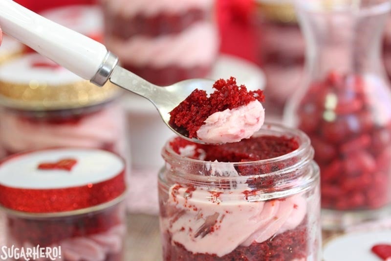 Red Velvet Cake In A Jar | From SugarHero.com Red Velvet Cake In A Jar | From SugarHero.com