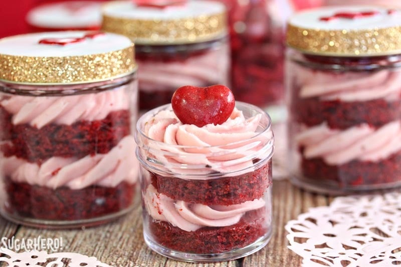 Red Velvet Cake In A Jar | From SugarHero.com Red Velvet Cake In A Jar | From SugarHero.com