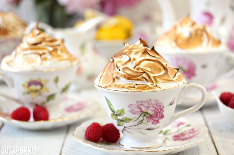Lemon Meringue Teacup Cakes | From SugarHero.com