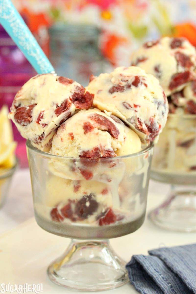 Lemon Sour Cherry Ice Cream | From SugarHero.com