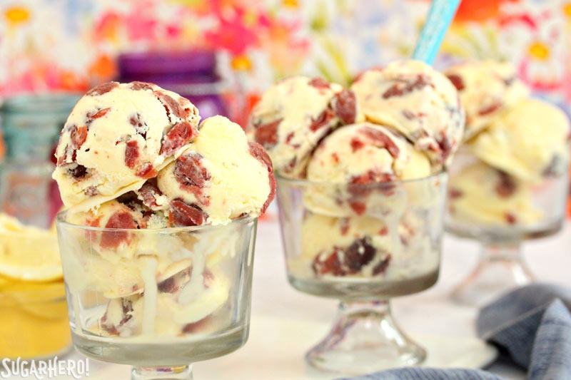 Lemon Sour Cherry Ice Cream | From SugarHero.com