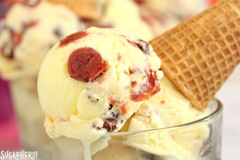 Lemon Sour Cherry Ice Cream | From SugarHero.com