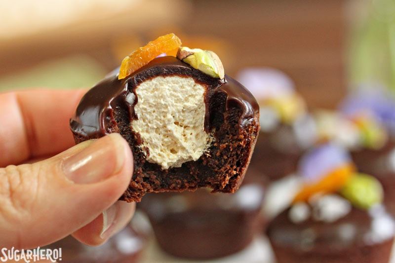 Nougat-Stuffed Brownie Bites | From SugarHero.com