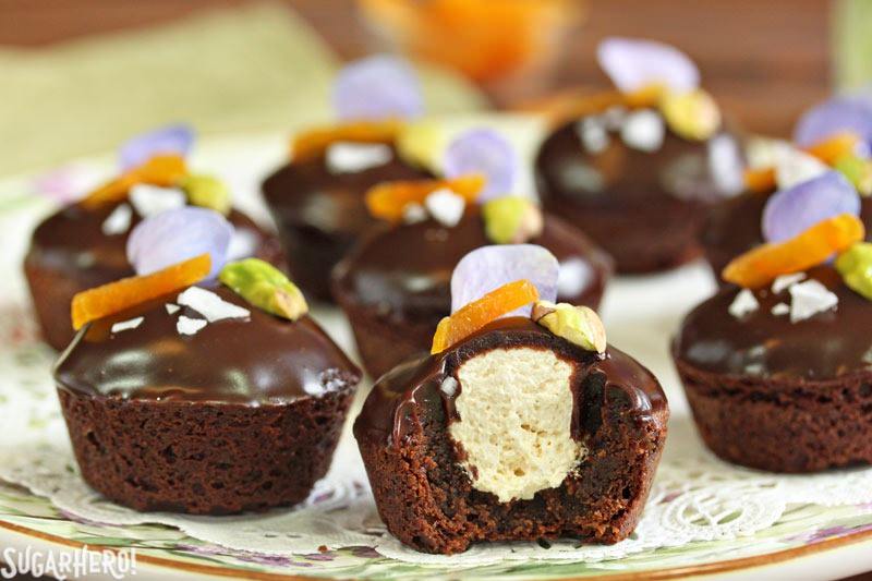 Nougat-Stuffed Brownie Bites | From SugarHero.com