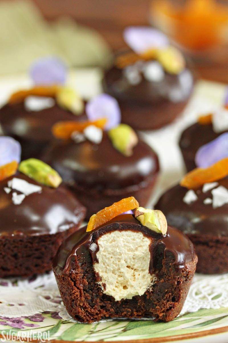 Nougat-Stuffed Brownie Bites | From SugarHero.com