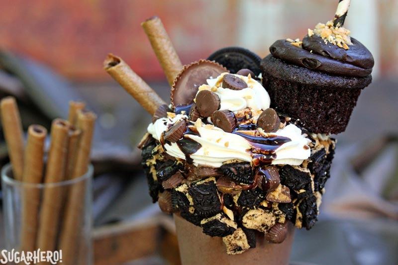 Epic Chocolate Peanut Butter Milkshakes | From SugarHero.com