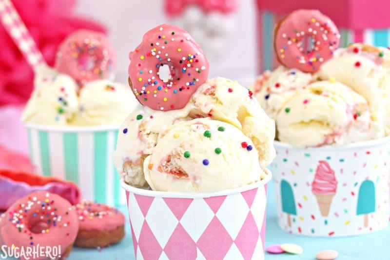 Doughnut Funfetti Ice Cream | From SugarHero.com