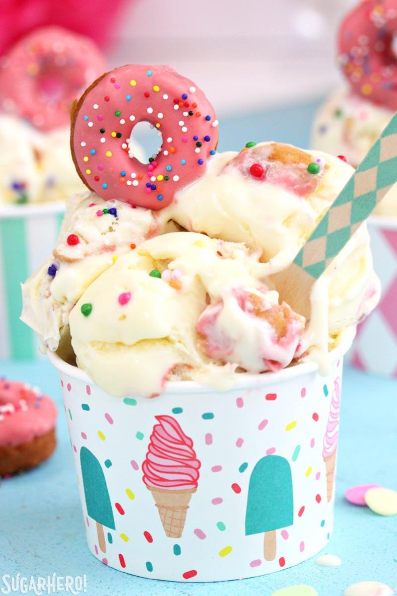 Doughnut Funfetti Ice Cream | From SugarHero.com