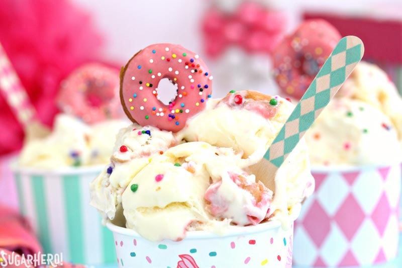 Doughnut Funfetti Ice Cream | From SugarHero.com