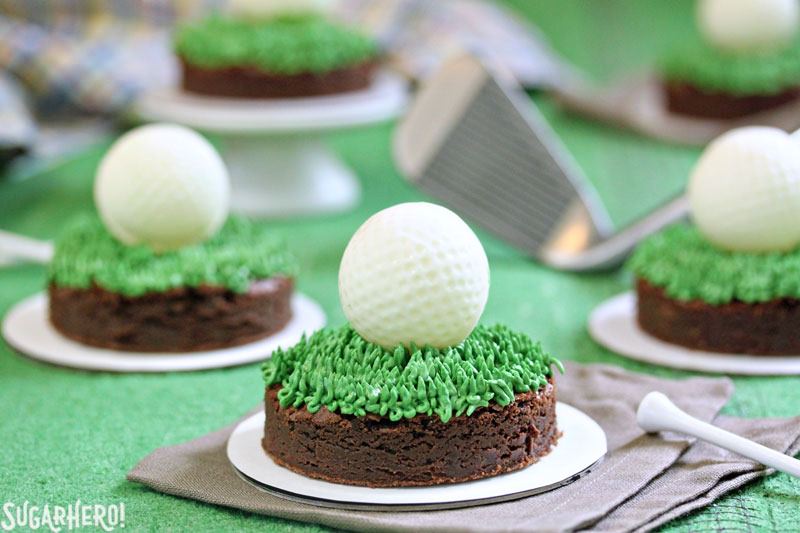 Golf Ball Truffles and Putting Green Brownies | From SugarHero.com