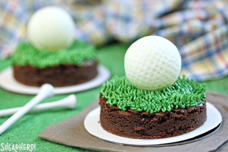 Golf Ball Truffles and Putting Green Brownies | From SugarHero.com