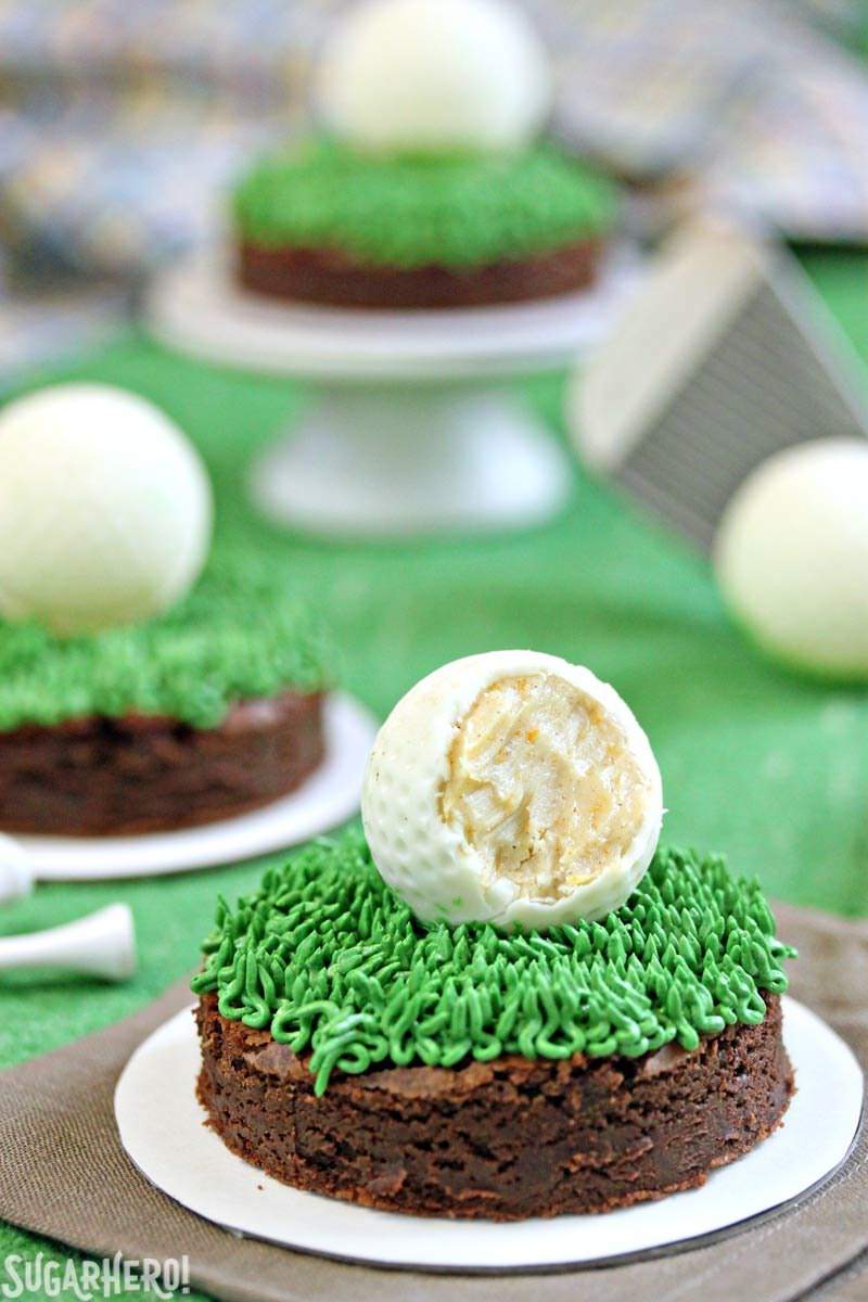 Golf Ball Truffles and Putting Green Brownies | From SugarHero.com