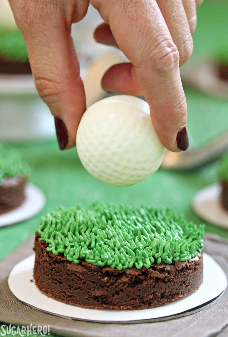 Golf Ball Truffles and Putting Green Brownies | From SugarHero.com