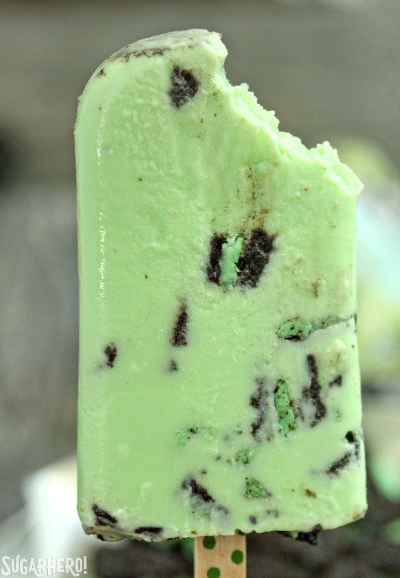 White Chocolate Mint Cookie Popsicles | From SugarHero.com