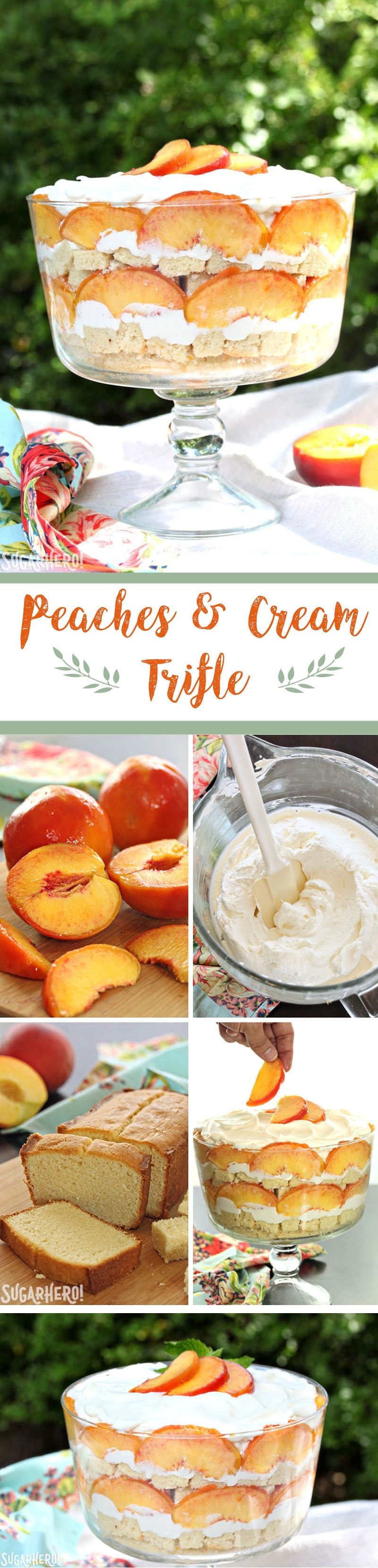 Peaches and Cream Trifle | From SugarHero.com
