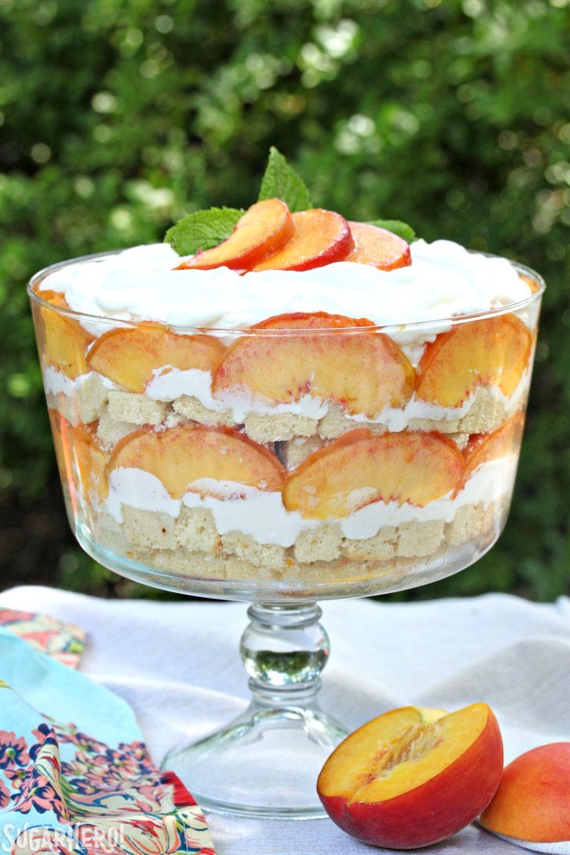 Peaches and Cream Trifle | From SugarHero.com