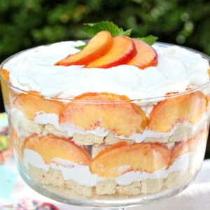 Peaches and Cream Trifle | From SugarHero.com