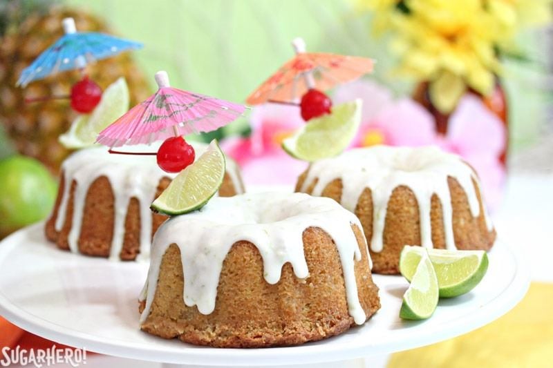 Mai Tai Bundt Cakes - Homemade Rum Cakes with Almond and Lime | From SugarHero.com Mai Tai Bundt Cakes | From SugarHero.com