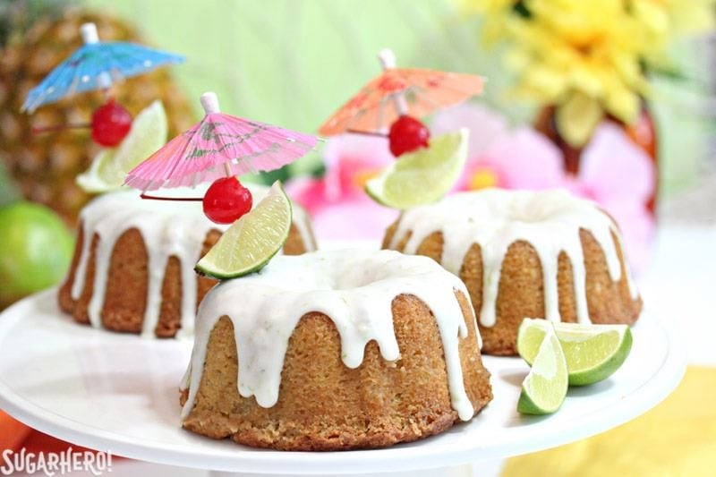 Mai Tai Bundt Cakes | From SugarHero.com