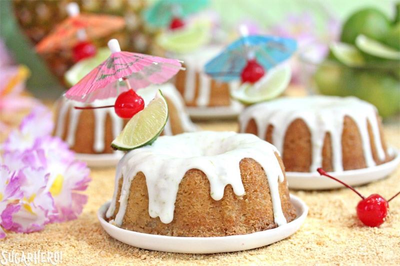 Mai Tai Bundt Cakes - Homemade Rum Cakes with Almond and Lime | From SugarHero.com Mai Tai Bundt Cakes | From SugarHero.com