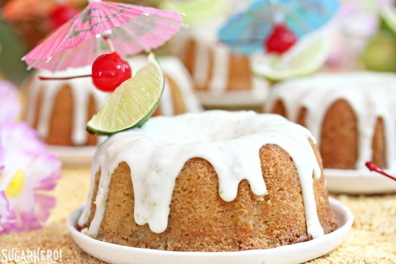 Mai Tai Bundt Cakes - Homemade Rum Cakes with Almond and Lime | From SugarHero.com Mai Tai Bundt Cakes | From SugarHero.com