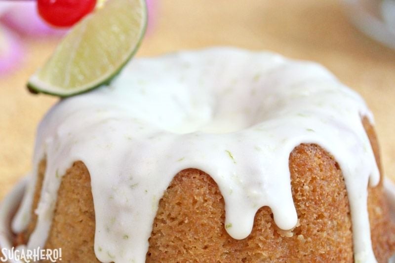 Mai Tai Bundt Cakes - Homemade Rum Cakes with Almond and Lime | From SugarHero.com Mai Tai Bundt Cakes | From SugarHero.com