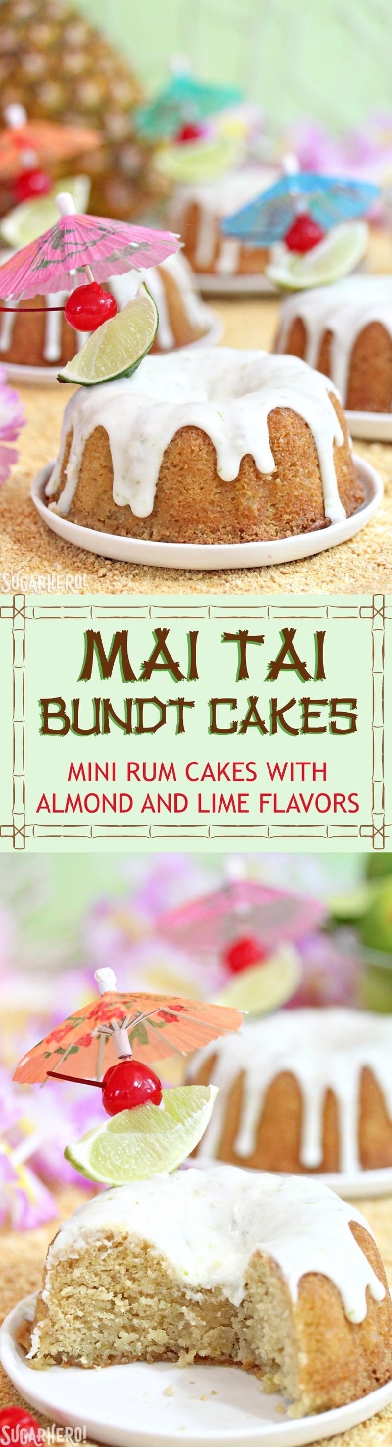 Mai Tai Bundt Cakes | From SugarHero.com