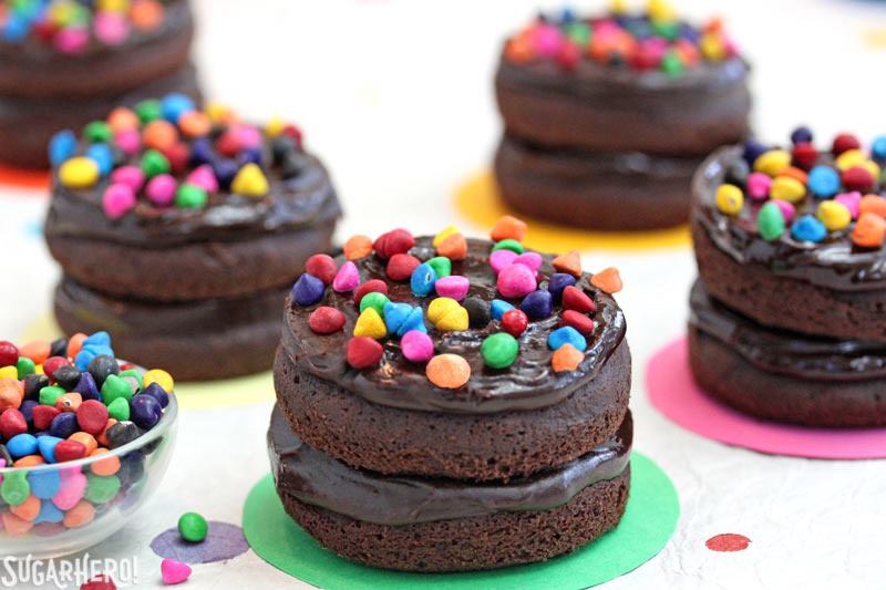 Cosmic Brownie Mini Cakes | From SugarHero.com