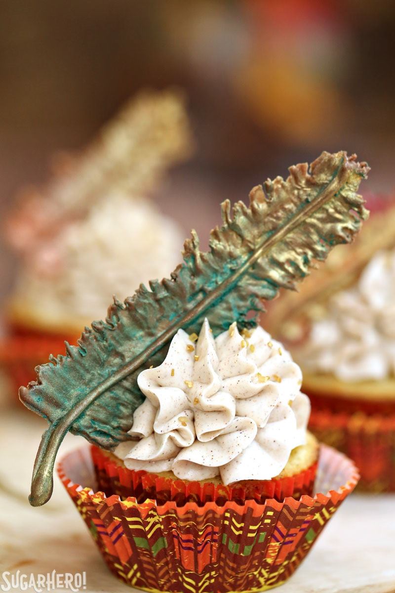 Chocolate Feathers and Thanksgiving Cupcakes | From SugarHero.com
