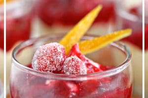 Single photo of Orange Mousse Cup with Cranberry Sauce with text overlay for Pinterest.