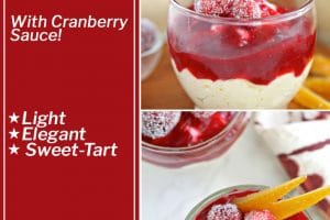 2 photo collage of Orange Mousse Cups with Cranberry Sauce with text overlay for Pinterest.