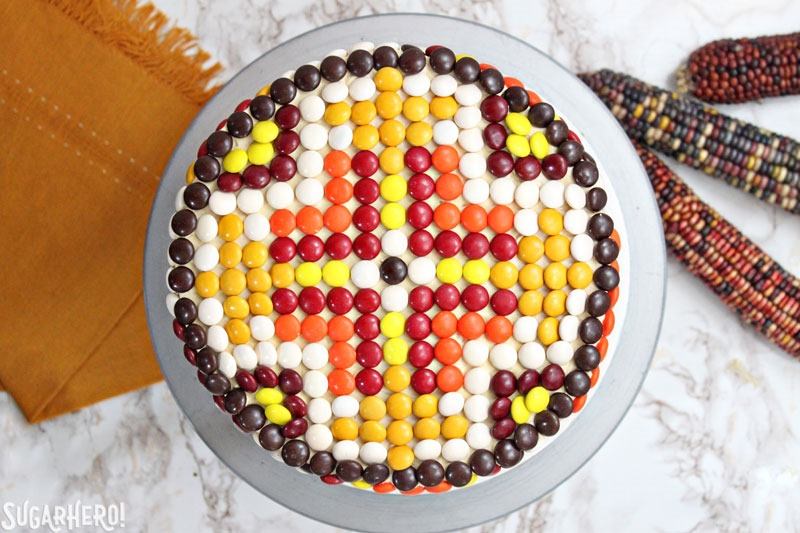 Patterned M&M's Cake | From SugarHero.com