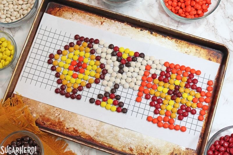 Patterned M&M's Cake | From SugarHero.com