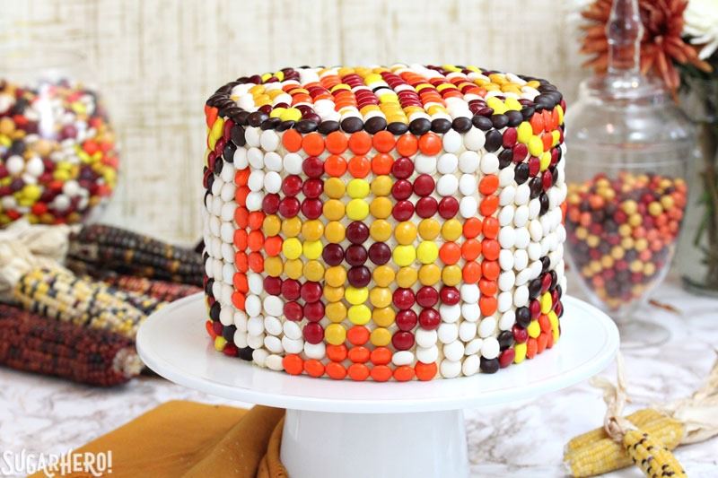 Patterned M&M's Cake | From SugarHero.com