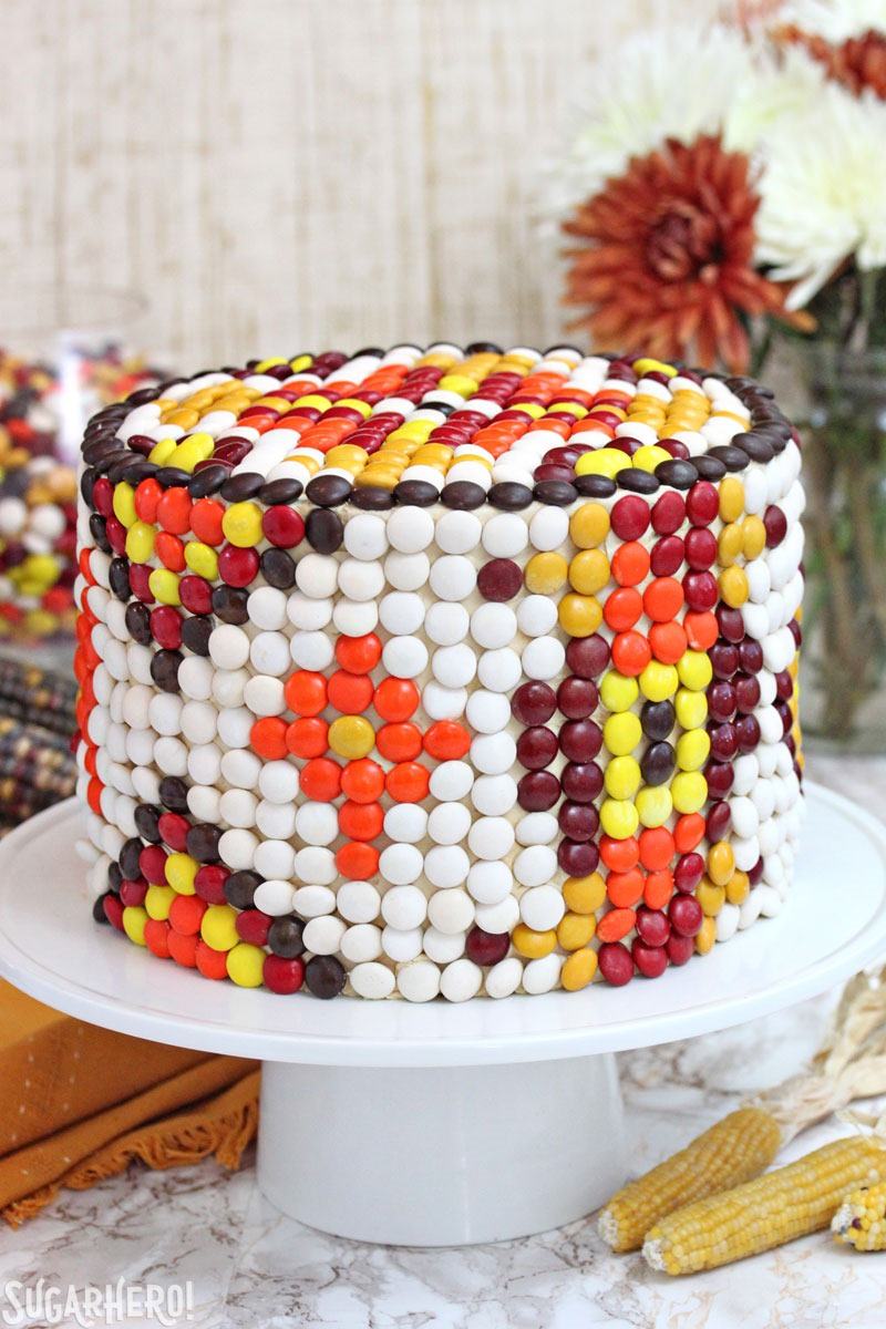 Patterned M&M's Cake | From SugarHero.com