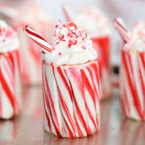Candy Cane Cups on a small serving tray.