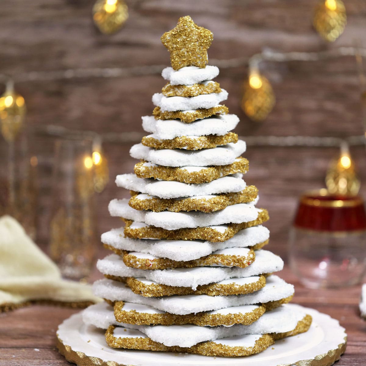 Close up of a Gingerbread Christmas Cookie Tree.