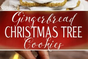 2 photo collage of Gingerbread Christmas Cookie Trees with text overlay for Pinterest.