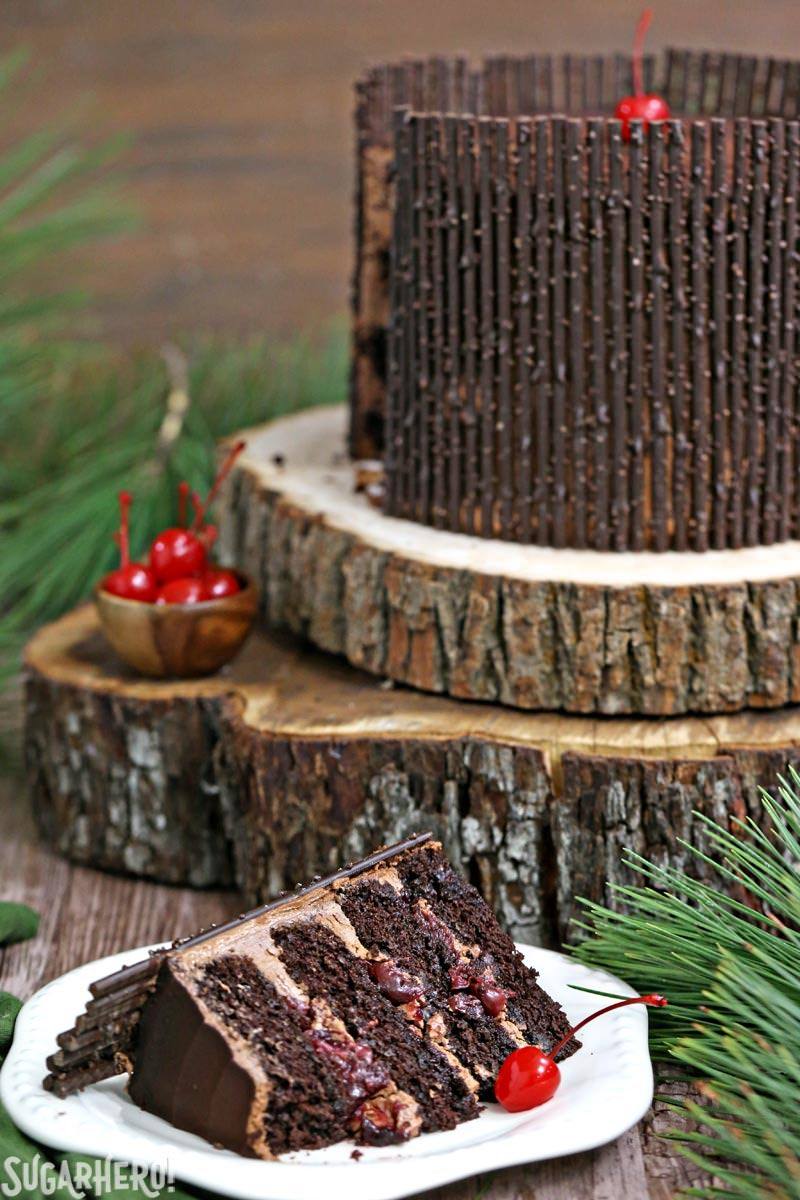 Black Forest Cake - the classic chocolate-cherry cake with chocolate twigs! | From SugarHero.com