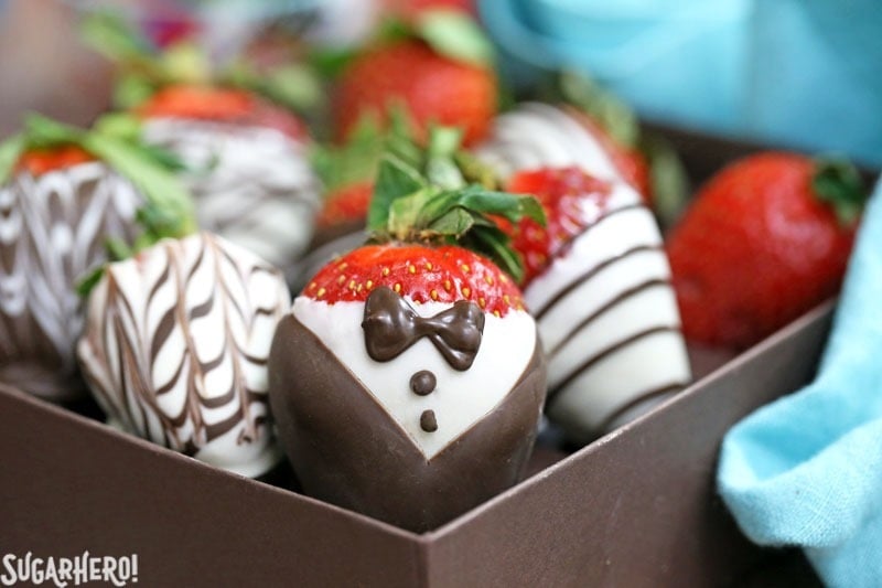 Chocolate-Covered Strawberries 5 Ways | From SugarHero.com Chocolate-Covered Strawberries 5 Ways - 5 easy tricks to making gorgeous chocolate-dipped strawberries! | From SugarHero.com