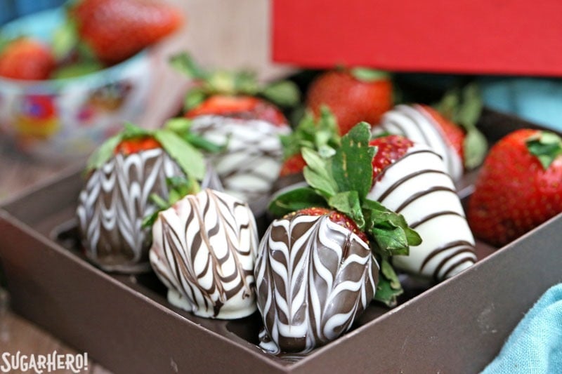 Chocolate-Covered Strawberries 5 Ways | From SugarHero.com Chocolate-Covered Strawberries 5 Ways - 5 easy tricks to making gorgeous chocolate-dipped strawberries! | From SugarHero.com