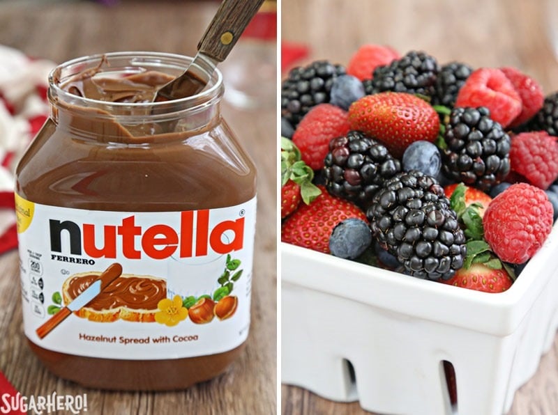 Nutella Puff Pastry Pizza | From SugarHero.com Nutella Puff Pastry Pizza is easy and gourmet. You’ll love the combination of buttery puff pastry, Nutella, white chocolate, and juicy fresh berries! | From SugarHero.com